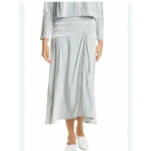 Vince Sz 12 NWT Womens Skirt Pale Sea Glass Velvet Ruched Paneled Asymmetric